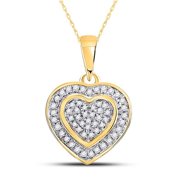 Round Diamond Heart Pendant 1/5 Cttw 10KT Yellow Gold