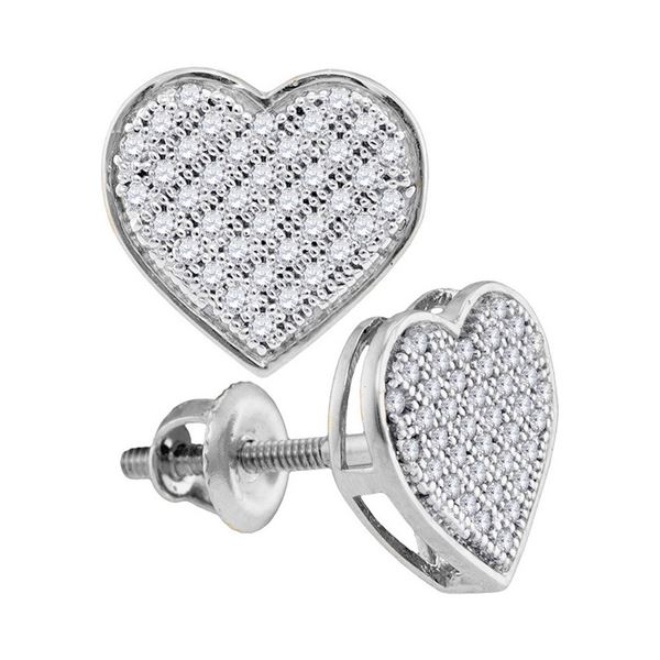 Round Diamond Heart Earrings 1/5 Cttw 10KT White Gold