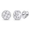 Image 1 : Round Diamond Fashion Cluster Earrings 1/4 Cttw 14KT White Gold