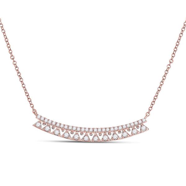 Round Diamond Curved Bar Necklace 1/2 Cttw 14KT Rose Gold