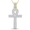 Image 1 : Round Diamond Ankh Cross Charm Pendant 1 Cttw 10KT Yellow Gold