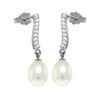 Image 1 : Genuine 8.28 ctw Pearl & Diamond Earrings 14KT White Gold - REF-43T3A