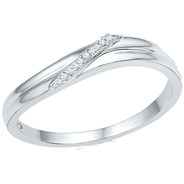 Round Diamond Simple Single Row Band Ring .03 Cttw 10KT White Gold