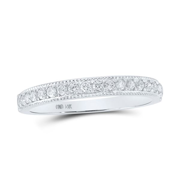 Round Diamond Single Row Band Ring 1/4 Cttw 14KT White Gold