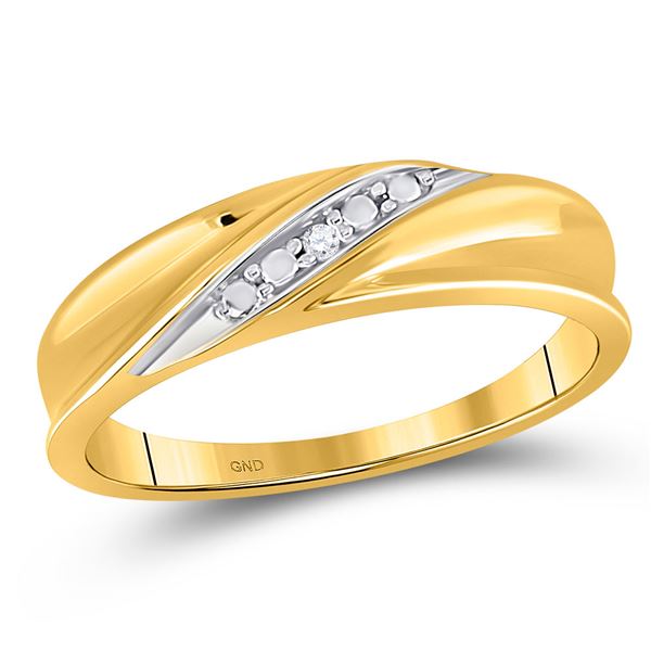 Round Diamond Diagonal Row Band Ring .02 Cttw 10KT Yellow Gold