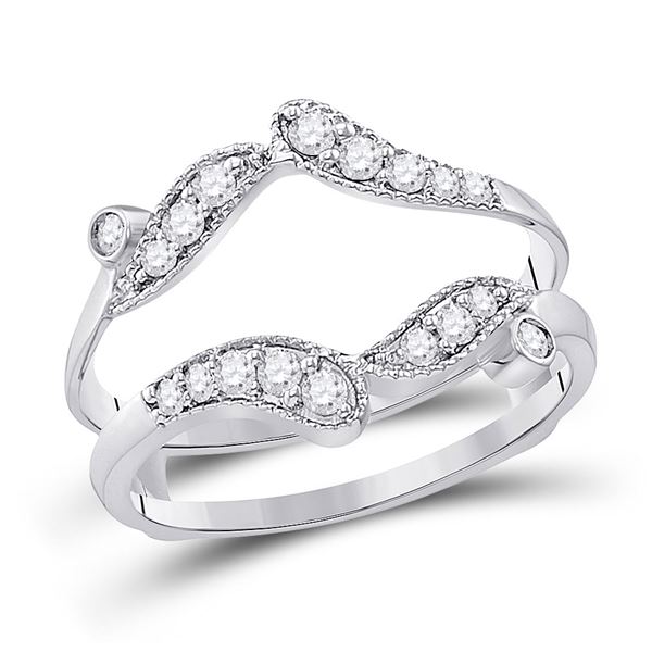 Round Diamond Bypass Wrap Ring Guard Enhancer 1/3 Cttw 14KT White Gold