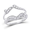 Image 1 : Round Diamond Bypass Wrap Ring Guard Enhancer 1/3 Cttw 14KT White Gold