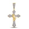 Image 1 : Round Diamond Praying Hands Gothic Cross Charm Pendant 1/4 Cttw 10KT Yellow Gold