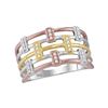 Image 1 : Round Diamond Fashion Band Ring 1/10 Cttw 10KT Tri-Tone Gold
