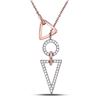 Image 1 : Round Diamond Circle Triangle Threaded Necklace 1/5 Cttw 14KT Rose Gold