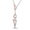 Image 2 : Round Diamond Circle Triangle Threaded Necklace 1/5 Cttw 14KT Rose Gold