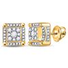 Image 2 : Round Diamond Fashion Cluster Earrings 1/2 Cttw 10KT Yellow Gold