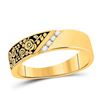Image 1 : Round Diamond Flower Rose Band Ring 1/12 Cttw 14KT Yellow Gold
