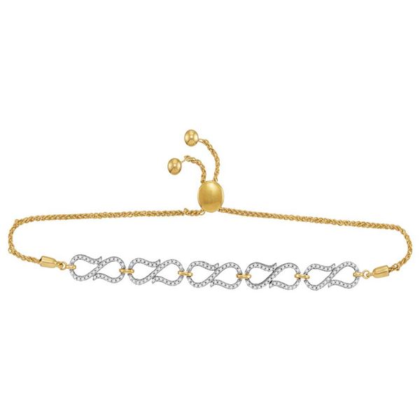 Round Diamond Infinity Bolo Bracelet 1/2 Cttw 10KT Yellow Gold
