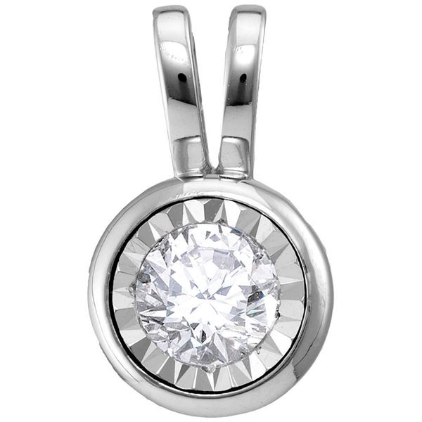 Round Diamond Solitaire Pendant 1/4 Cttw 10KT White Gold
