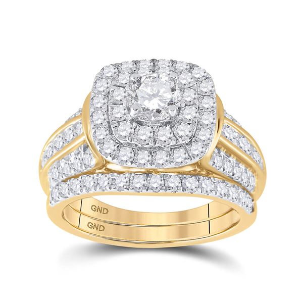 Diamond Bridal Wedding Ring Band Set 2 Cttw 14KT Yellow Gold