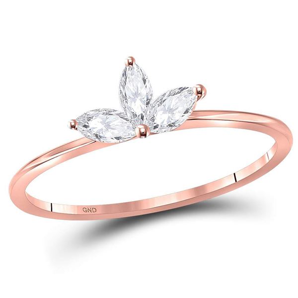 Marquise Diamond Stackable Band Ring 1/4 Cttw 10KT Rose Gold