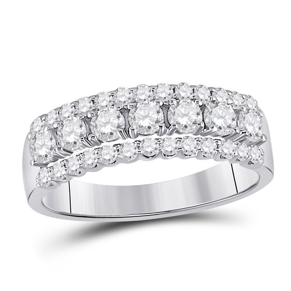 Round Diamond Classic Anniversary Band Ring 1 Cttw 14KT White Gold