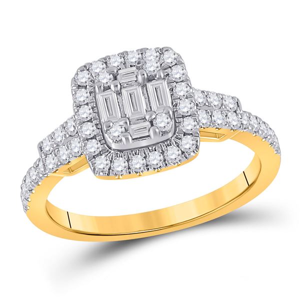Baguette Diamond Square Ring 3/4 Cttw 14KT Yellow Gold