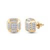 Image 1 : Round Diamond Cushion Cluster Earrings 1/4 Cttw 10KT Yellow Gold