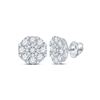 Image 1 : Round Diamond Octagon Cluster Earrings 1-5/8 Cttw 14KT White Gold