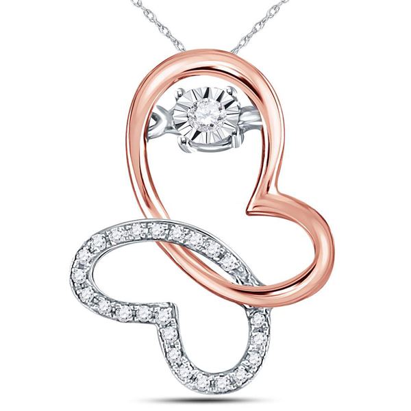 Round Diamond Moving Twinkle Butterfly Bug Pendant 1/10 Cttw 10KT Rose Gold