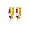 Image 1 : Genuine 1.28 ctw Ruby, White Topaz & Sapphire Earrings 14KT Yellow Gold - REF-26W7Y