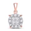 Image 1 : Princess Round Diamond Cluster Pendant 1/4 Cttw 14KT Rose Gold