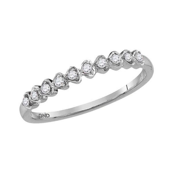 Round Diamond Heart Stackable Band Ring 1/10 Cttw 14KT White Gold
