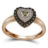 Image 1 : Round Brown Diamond Heart Ring 1/4 Cttw 10KT Rose Gold