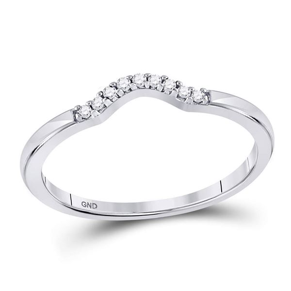 Round Diamond Contoured Solitaire Enhancer Wedding Band 1/20 Cttw 10KT White Gold