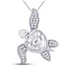 Image 1 : Round Diamond Turtle Tortoise Animal Pendant 1/10 Cttw 10KT White Gold