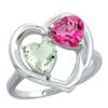 Image 1 : 2.61 CTW Diamond, Amethyst & Pink Topaz Ring 14K White Gold - REF-33A9X