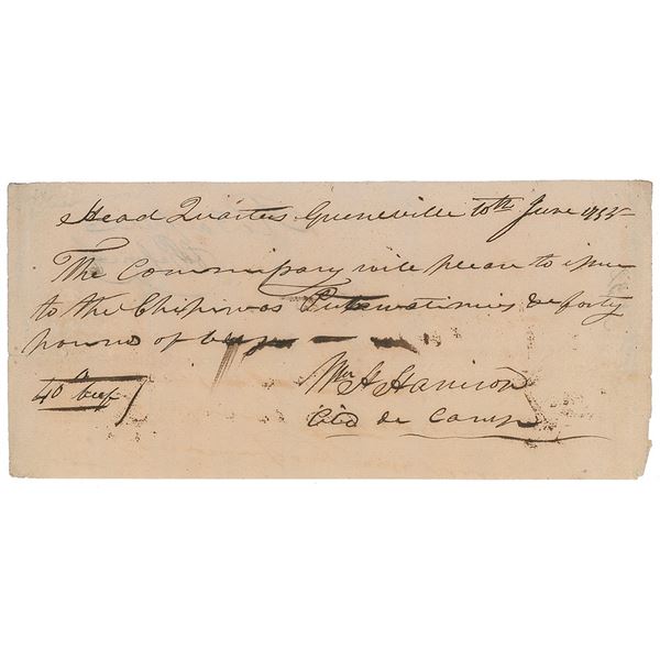 William Henry Harrison Autograph Document Signed