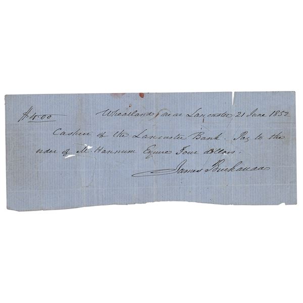 James Buchanan Autograph Check Signed