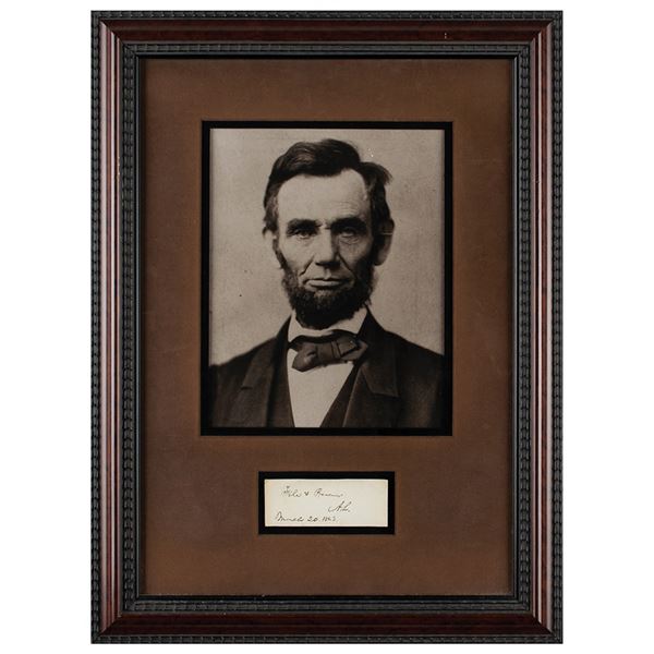 Abraham Lincoln Autograph Notation Initialed as President