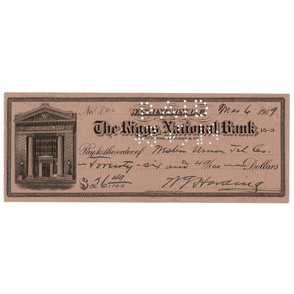 Warren G. Harding Signed Check