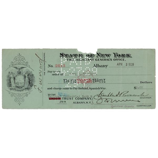 Franklin D. Roosevelt Signed Check