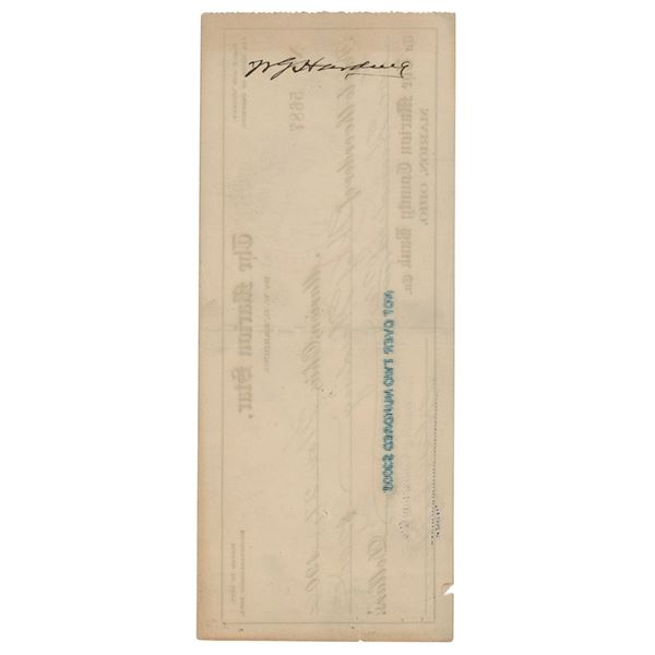 Warren G. Harding Signed Check