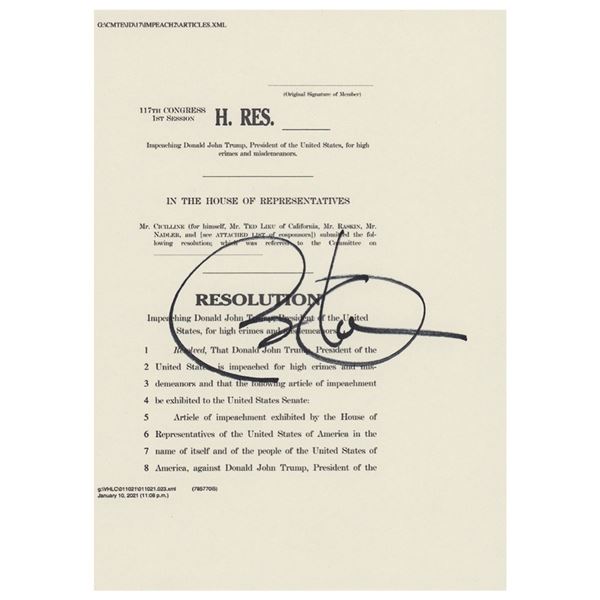 Barack Obama Signed Mock Impeachment Resolution