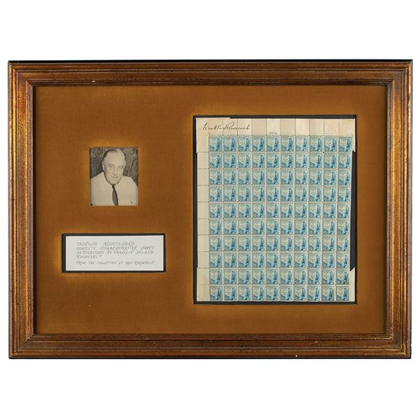 Franklin D. Roosevelt Signed Stamp Sheet