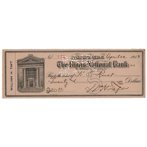 William H. Taft Signed Check