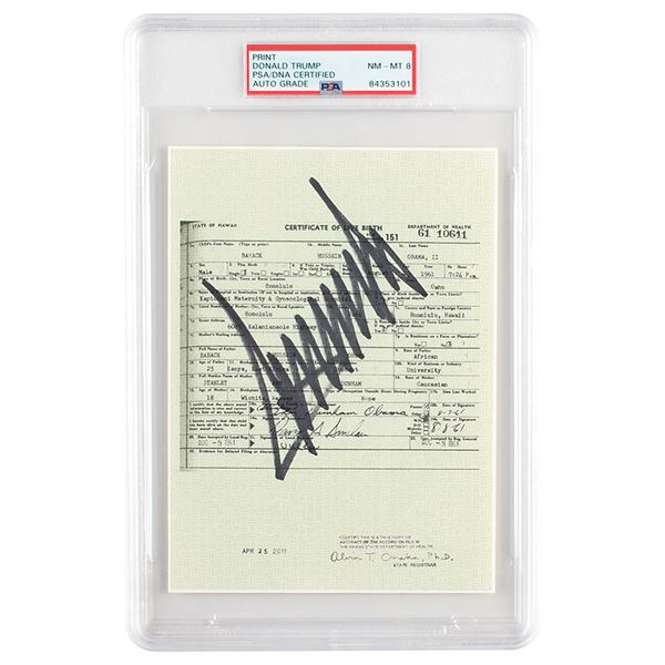 Donald Trump Signed Mock Birth Certificate