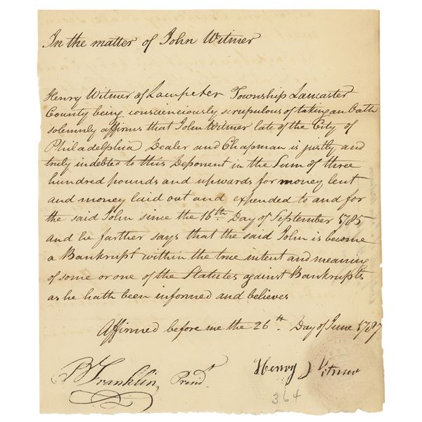 Benjamin Franklin Document Signed