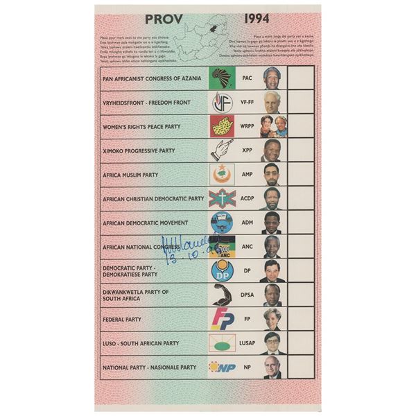Nelson Mandela Signed Ballot