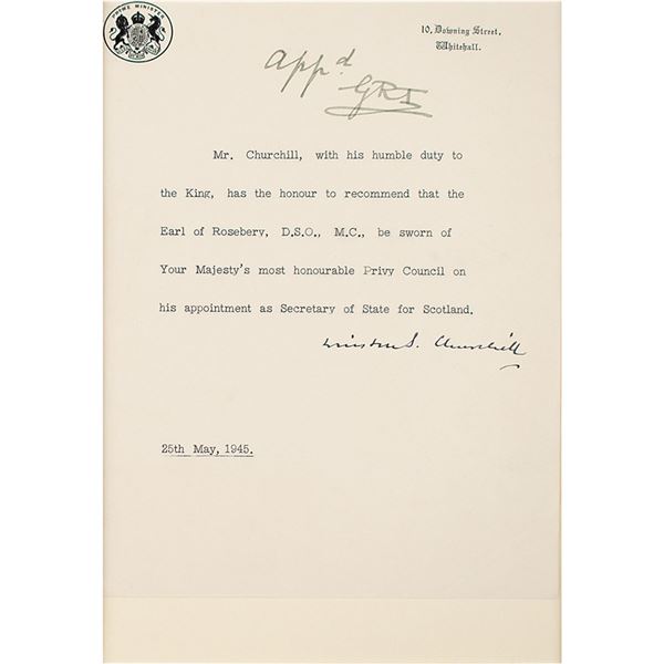 Winston Churchill and King George VI Document Signed