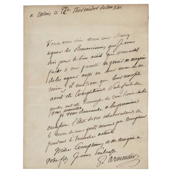 Jean-Francois de Galaupe, comte de Laperouse Document Signed