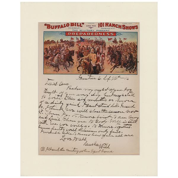 William 'Buffalo Bill' Cody Autograph Letter Signed