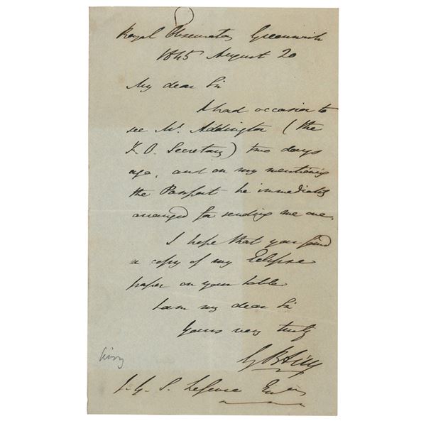 George Biddell Airy Autograph Letter Signed