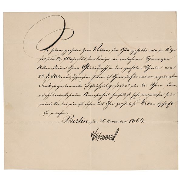 Otto von Bismarck Letter Signed